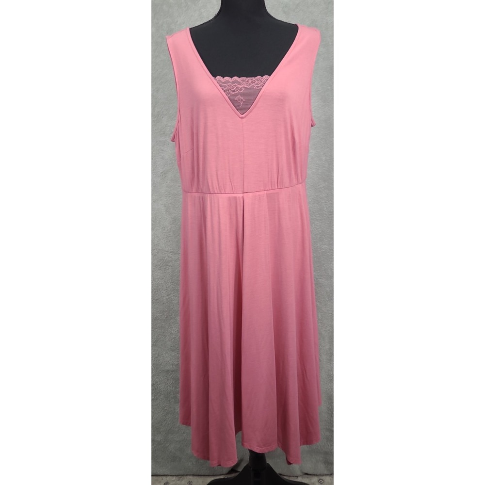 Lane Bryant Swing Tank Asymetrical Dress Midi Rose Sz 14/16 Coastal ‎ BOHO NWT